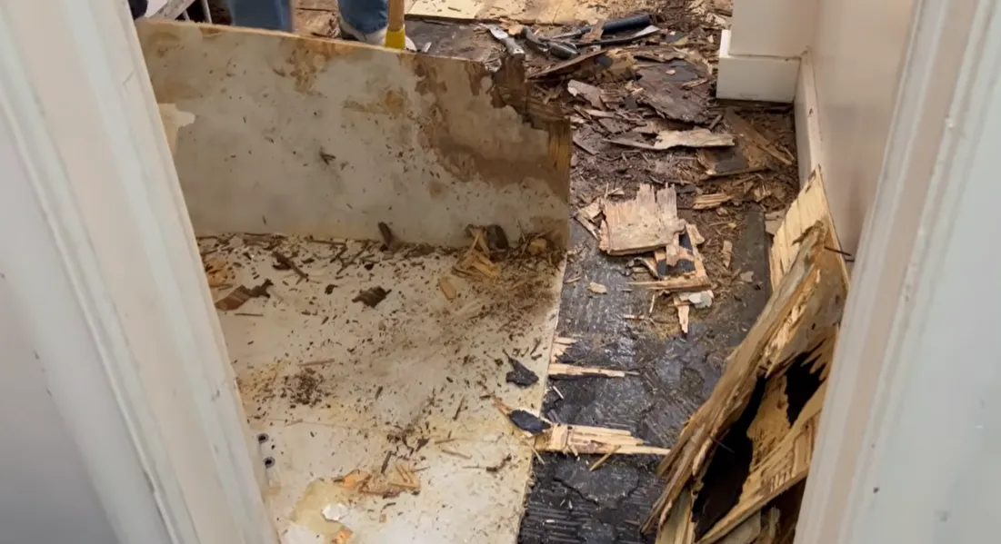 Bathroom tear-out during water damage restoration in Havelock, Lincoln, NE